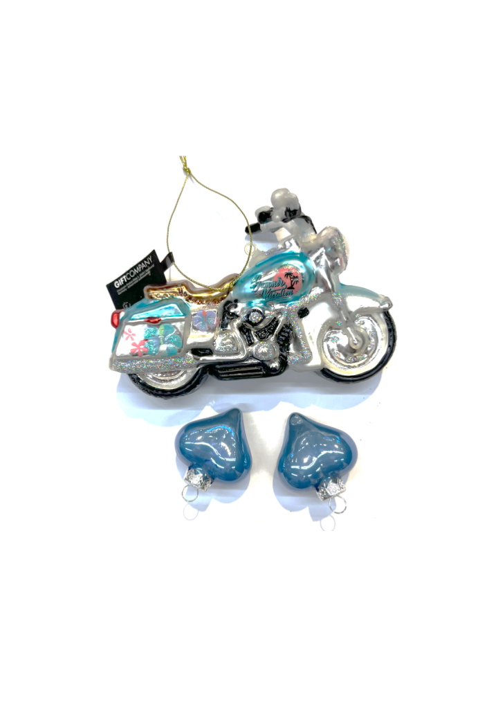 Julepakke: 1 Motorcykel juledekoration + 2 blå julehjerter • haus and